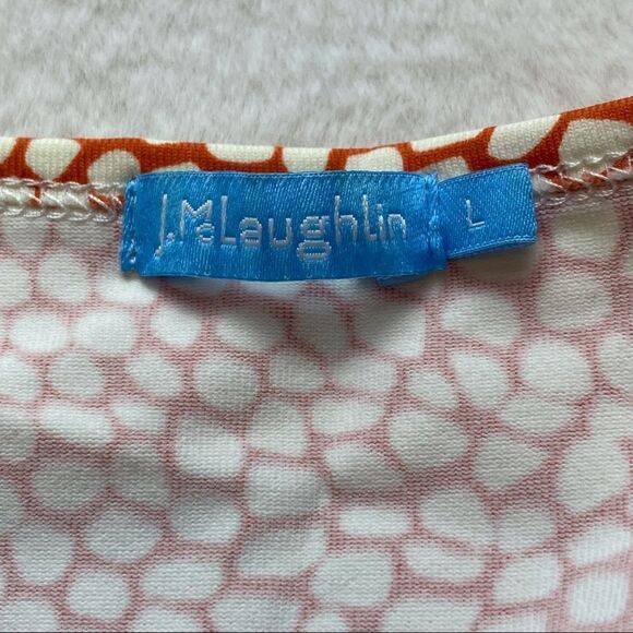 J McLaughlin V-Neck w/4 Sleeve Catalina Cloth Orange and White  Design Top S-L - Picture 3 of 8